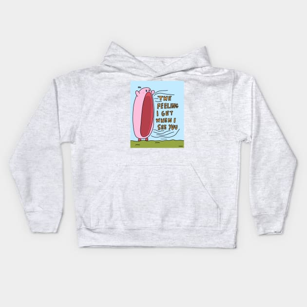 The feeling I get when I see you Kids Hoodie by crankycranium